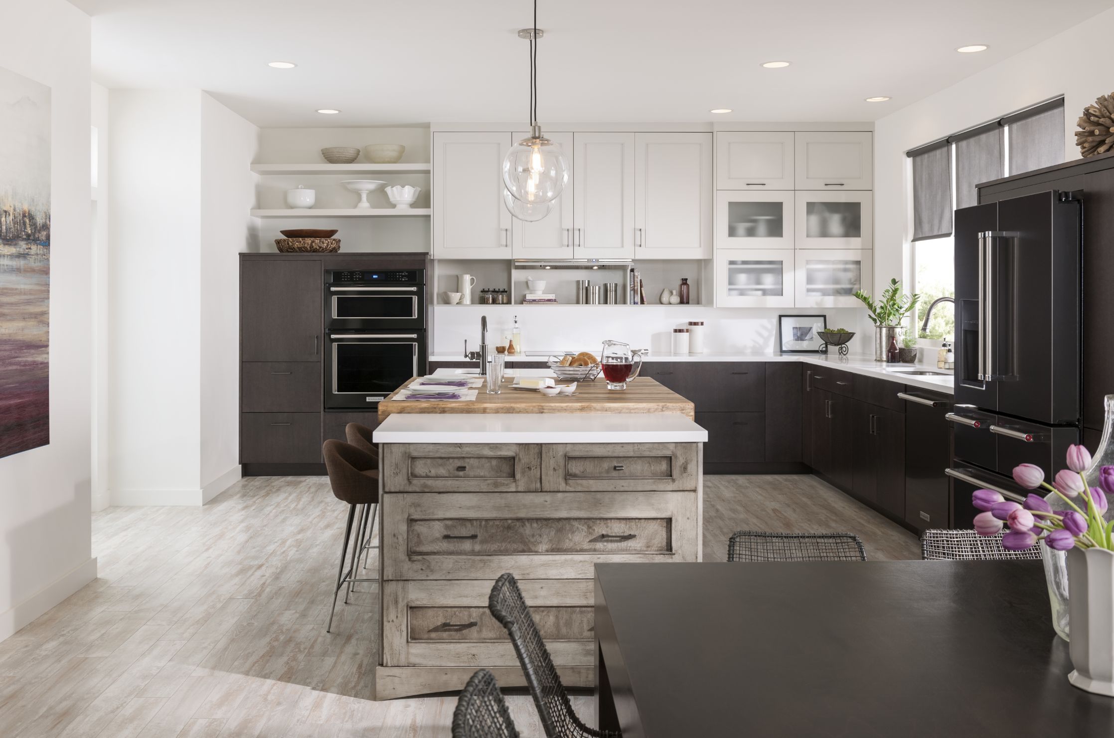 Designer-Created Urban style Kitchen with White Shaker Kitchen Cabinets