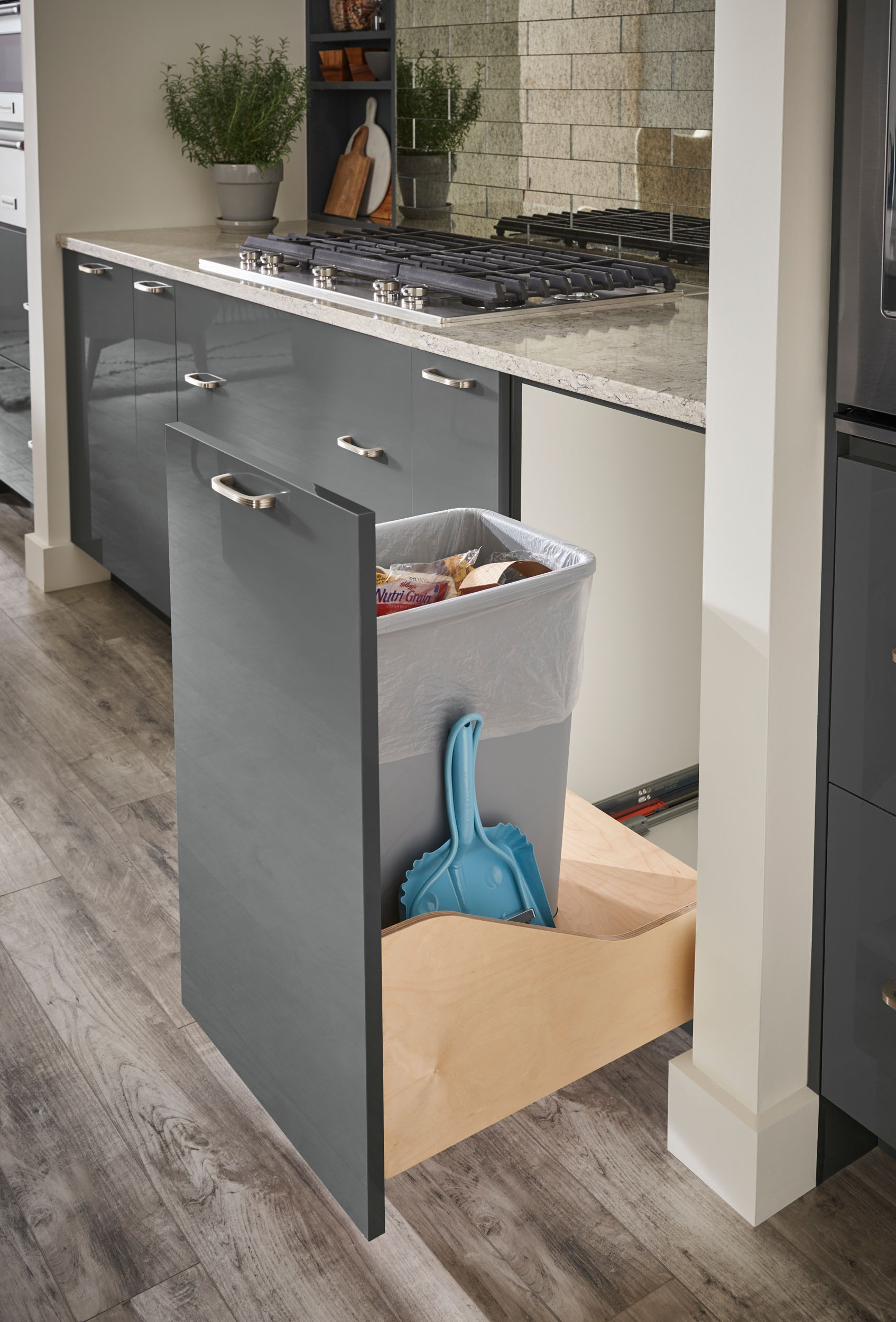 Built In Kitchen Cabinet Hides All Your Garbage Recycling And Compost   2018 Set2 FW 6D DET005 