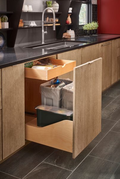 Built In Kitchen Cabinet Hides All Your Garbage Recycling And